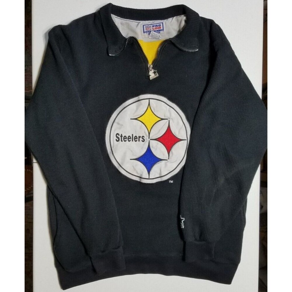Pittsburgh Steelers NFL Vintage 1/4 Zip Starter Pro Line Lined Sweater Men's M